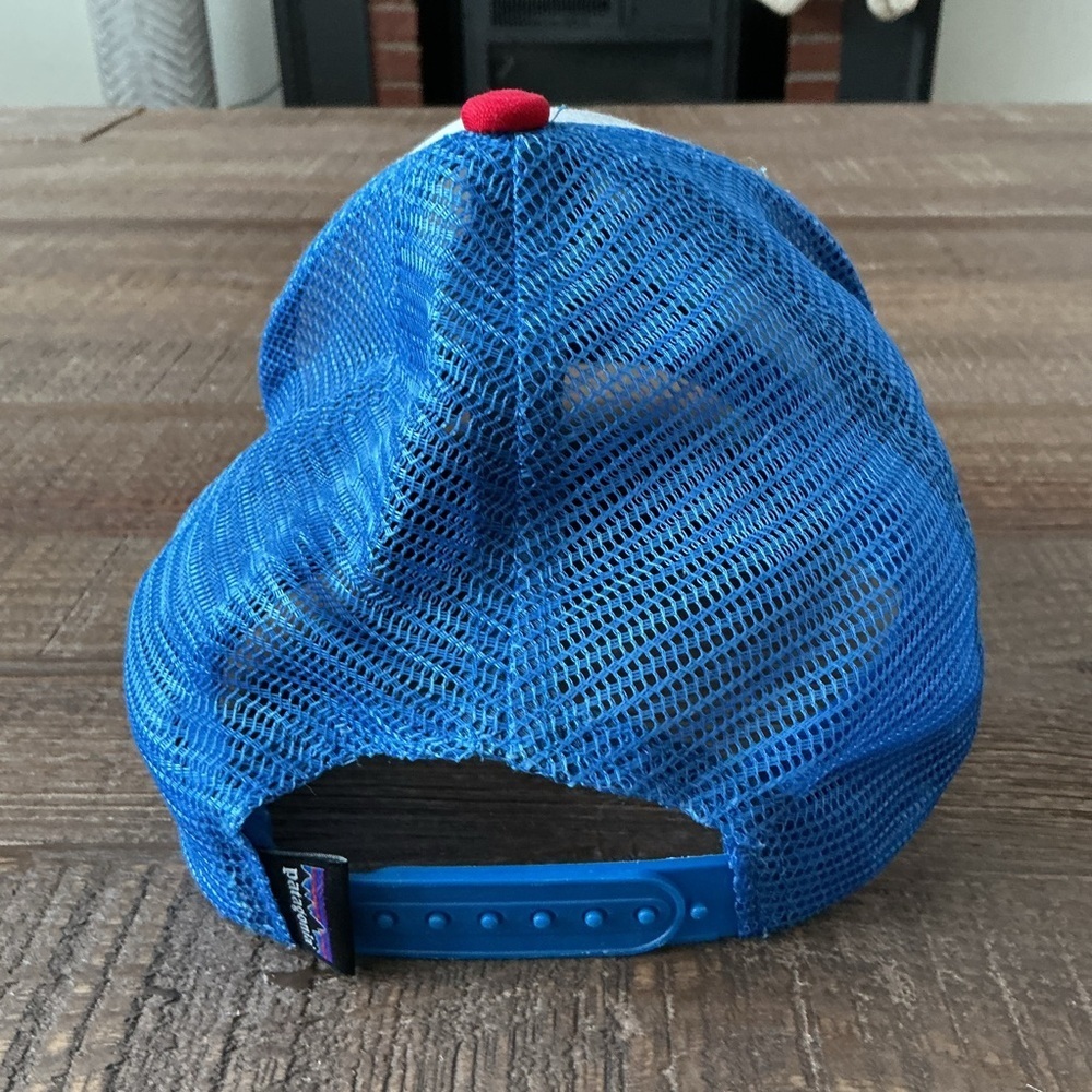 Patagonia Climb A Mountain Red and Blue Trucker Hat - Picture 3 of 7
